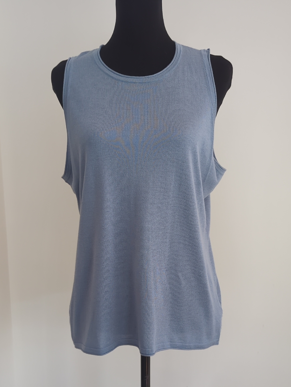 Lauren Ralph Lauren Silk Blend Blue Fine Knit Sleeveless Tank Top Shell XL